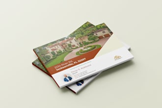 design real estate property marketing or listing brochure, postcard
