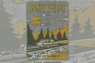 draw retro car illustration for t shirt logo badge
