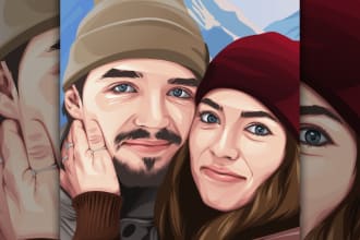 draw couple portrait illustration from your photo