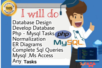design and develop database and do any mysql php tasks