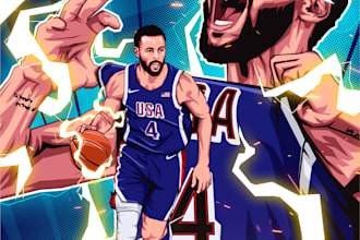 create sport design illustration for your player favourite