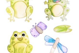 create hand drawn watercolor illustrations themed clip art