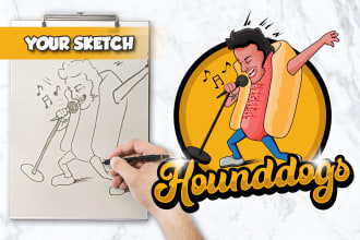 turn your sketch into amazing cartoon logo, mascots, caricatures