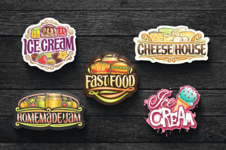 design ice cream, coffee, burger, pizza and fast food logo