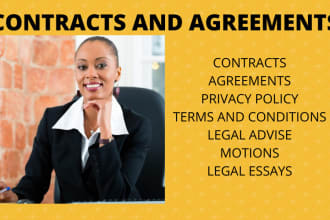 draft contracts, agreements, terms and conditions or privacy policy