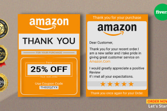 design elegant amazon product insert, thank you card