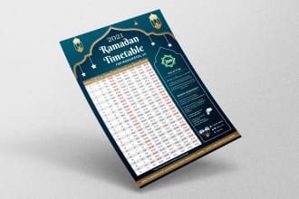 design ramadan calendar, islamic calendar, or timetable