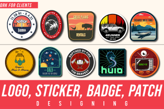 design eye catching patch, sticker, logo, badge retro vintage