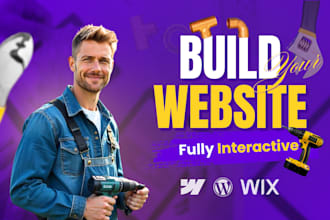 create modern animated website design with webflow, wordpress or wix