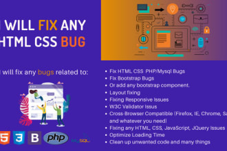 do bug fixing of HTML, CSS, javascript, php, ajax