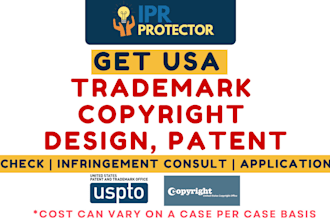 draft your USA trademark, copyright, and design, patent with uspto,copyright off