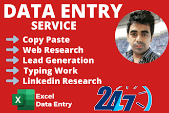 data entry, web research, copy paste, data scraping