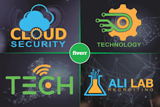 modern tech startup, security and technology logo