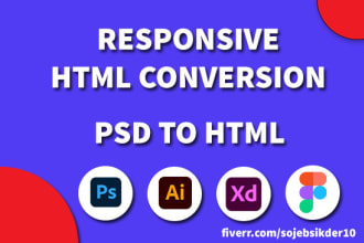 convert psd to HTML, figma to HTML, xd to HTML
