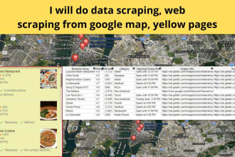 do data entry, data scraping, from google map, yellow pages