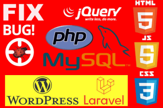 fix any bug in php html css javascript jquery