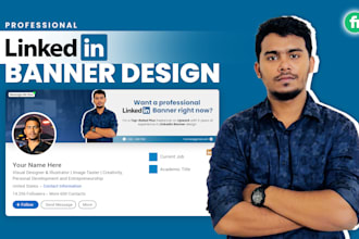design your professional linkedin banner, cover, header