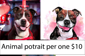 draw dog and animal watercolor portrait for you