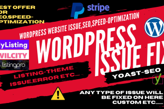 fix wordpress website issue,speed optimization,seo,directory