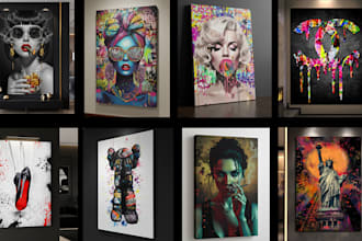 create unique canvas wall art, digital art and mockups