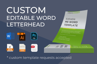 do custom fully editable ms word letterhead invoice template