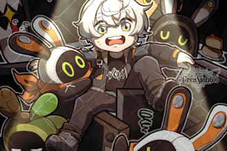 draw customizable chibi art for you