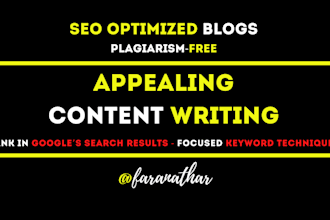 write SEO focused keyword articles and optimized blogs