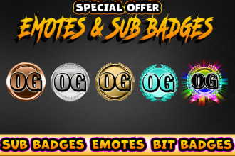 design twitch sub badges and twitch emotes