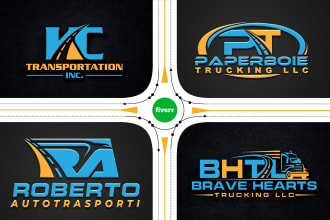 do modern transport logistic trucking freight and haulage logo