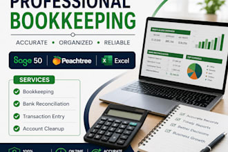 provide bookkeeping in sage 50 peachtree or excel