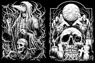 do artwork for brutal and metal band album or merch