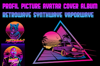 do illustration retrowave cyberpunk synthwave with my style