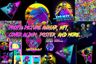 do illustration retrowave cyberpunk synthwave with my style