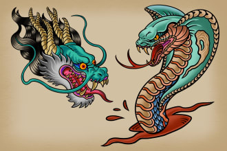 create old school, vintage, traditional tattoo illustration