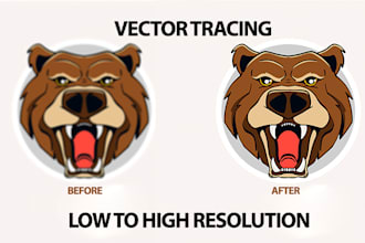 do vector tracing, low to high quality artwork