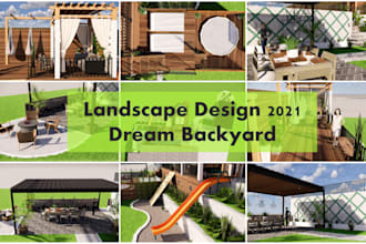 design your garden, backyard, patio, terrace 3d realistic landscape