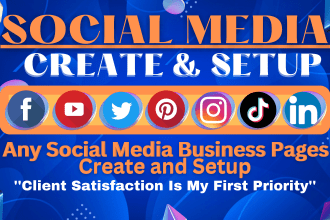 create and set up all social media business accounts, channel