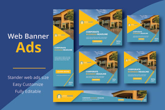 design attractive  web banner ads, google ads, banner set