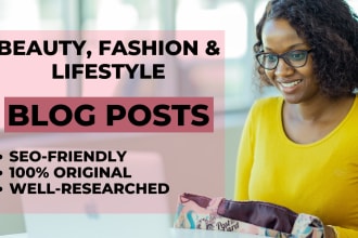 write SEO health, beauty, fashion article for your blog