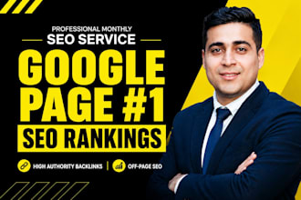 provide complete monthly SEO service for 1st page google rankings