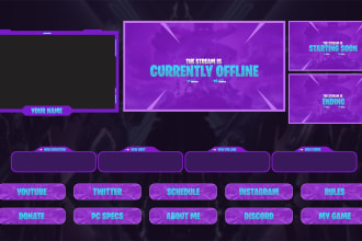 design custom twitch banners, youtube, panels and overlays