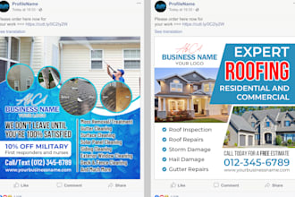 design social media post, facebook post, pressure washing, roofing, real estate