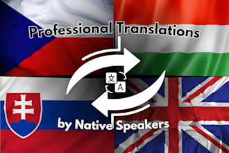 translate the document to slovak, czech, english and hungarian