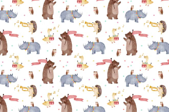 design cute animal pattern and illustration