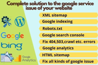 fix google index, search console, sitemap, analytics error