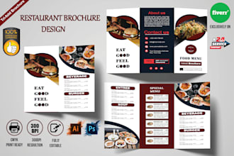 design professional restaurant brochure or food menu