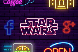 design 2 unique neon light logo or neon sign in 24 hours