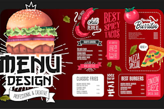 design food menu, restaurant menu, price list for any industry