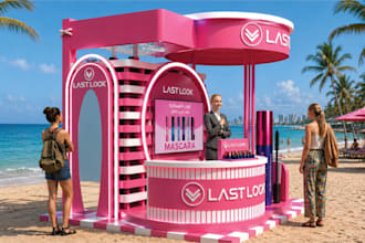 design exhibition booth, kiosk, 3d stand, virtual booth