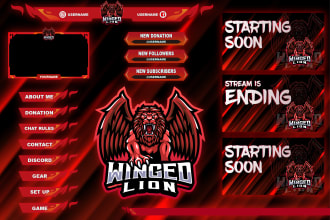 design animated twitch or facebook or youtube stream overlay